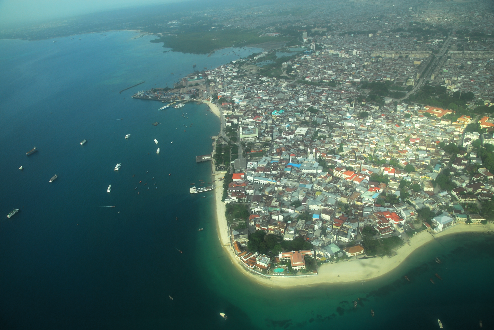 Aerial view of Stone Town in Zanzibar, Tanzania